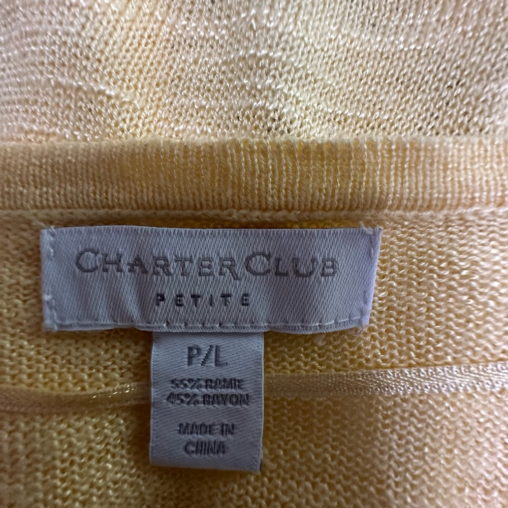 Charter Club Women's Yellow Diamond Knit Cardigan—Size Petite Large - Picture 6 of 6